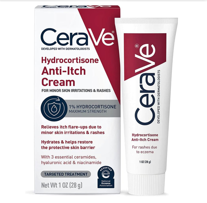 CeraVe Hydrocortison crème 1% - Eczeembehandeling en droge huid jeukverlichtende crème - 28g