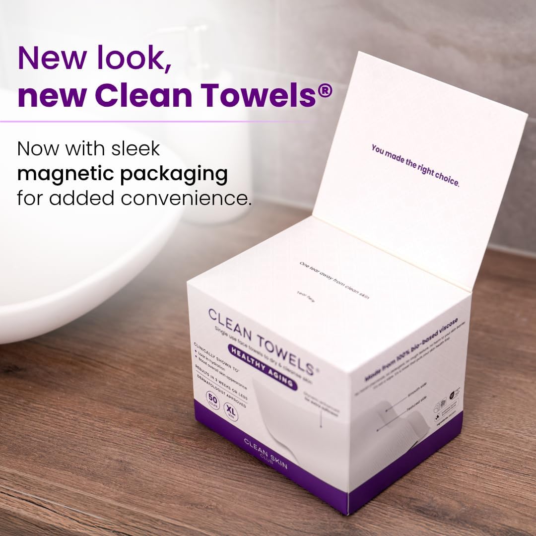 Clean Skin Club Healthy Aging Clean Towels XL 50 Count