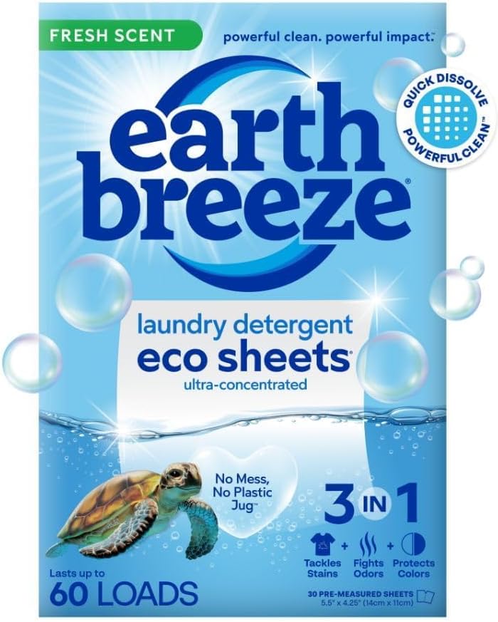 Earth Breeze Laundry Detergent Sheets Fresh Scent