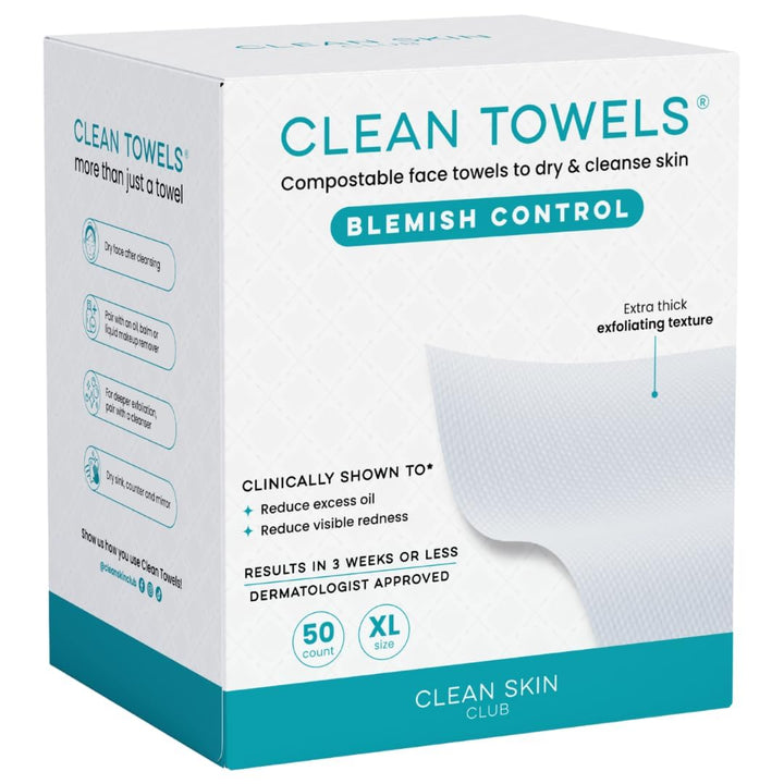 Clean Skin Club Blemish Control Clean Towels XL 50 Count