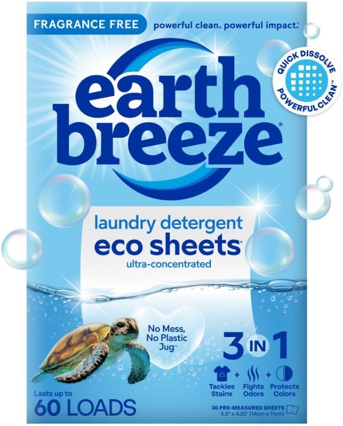 Earth Breeze Laundry Detergent Sheets Fragrance Free
