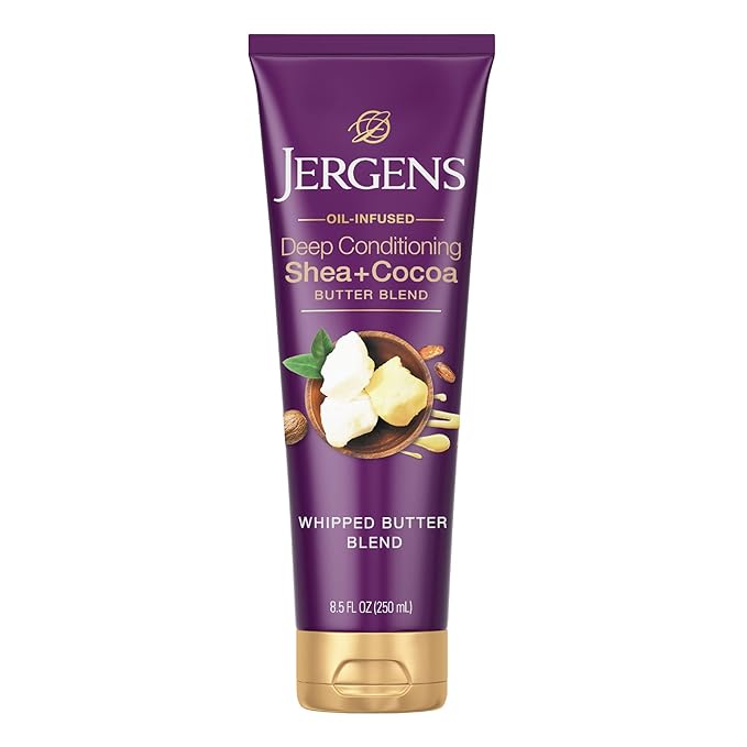Jergens - Shea and Cocoa Whipped Body Butter Lotion – Tone Enriching Hand and Body Lotion for Dry Skin – 250ml