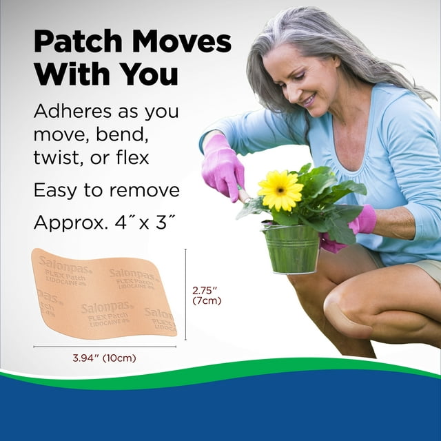 Salonpas -Pain Relieving FLEX Patch, Unscented - Stays in Place - 7 Patches