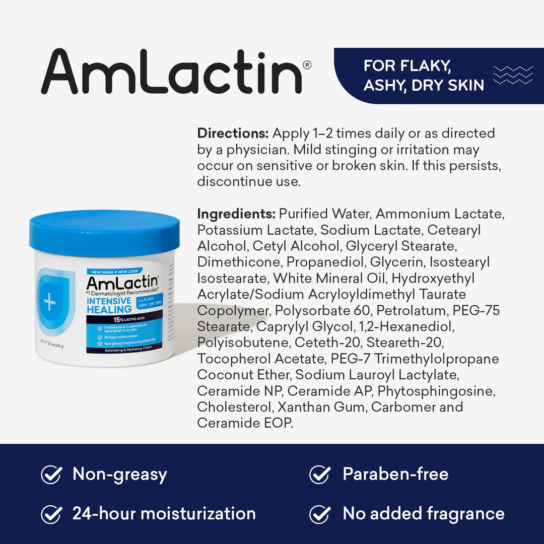 AmLactin - Intensive Healing Cream with 15% Lactic Acid AHA - 340g