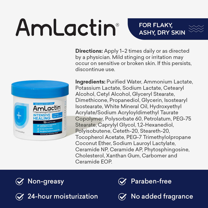 AmLactin - Intensive Healing Cream with 15% Lactic Acid AHA - 340g