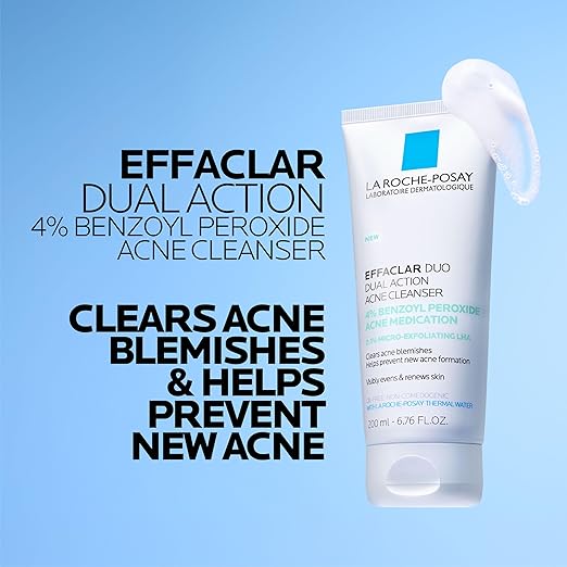 La Roche-Posay - Effaclar Dual Acne Face Wash - 4% Benzoyl Peroxide - 200ml
