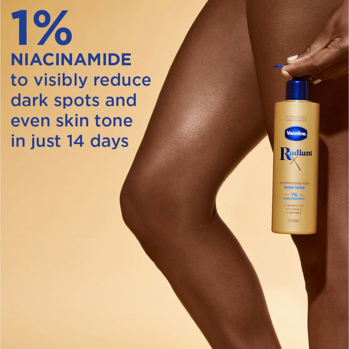 Vaseline Radiant X Even Tone voedende bodylotion met 1% niacinamide - kokosolie - vitamine C