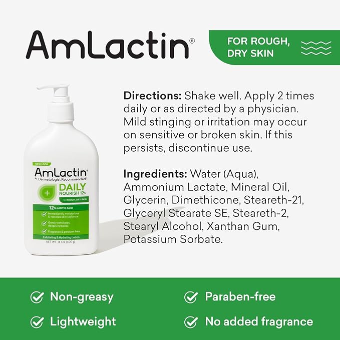 AmLactin - Daily Nourish Lotion with 12% Lactic Acid AHA - 400g