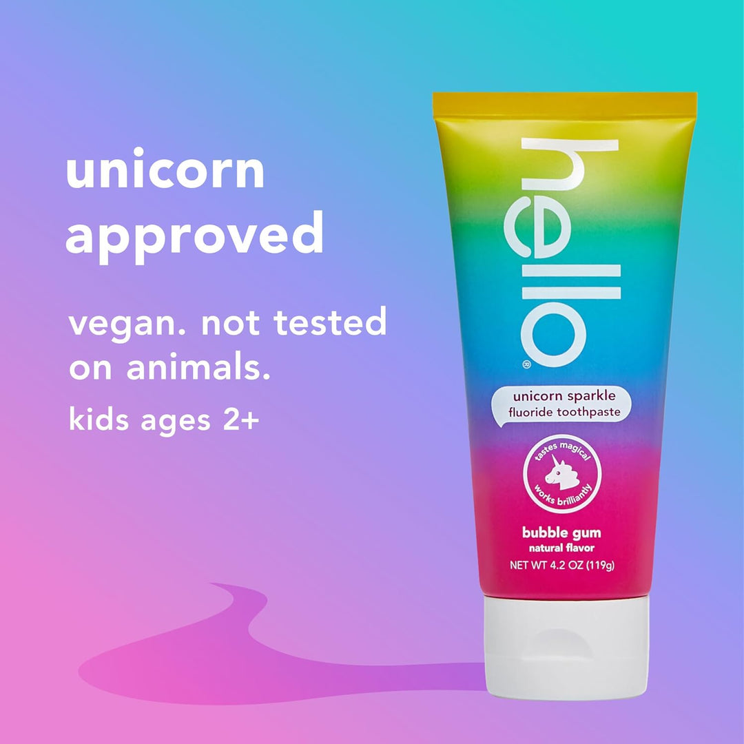 hello Unicorn Sparkle Kids Fluoride Toothpaste Bubble Gum 3-Pack