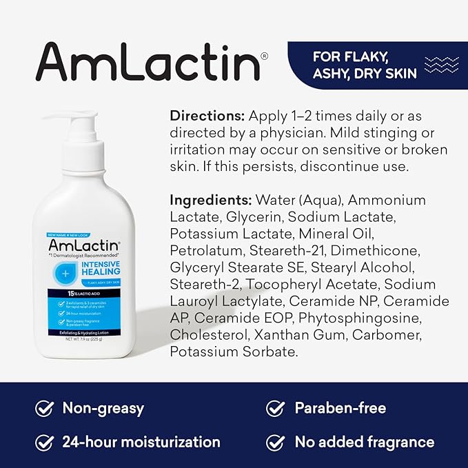 AmLactin - Intensive Healing Lotion with 15% Lactic Acid AHA - 225g