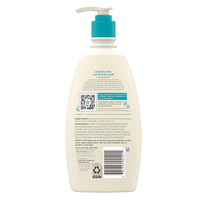 Aveeno - Kids Sensitive Skin Face & Body Wash with Oat Extract - 532ml