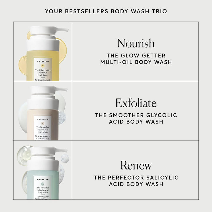 Naturium Body Wash Trio 3-Piece Exfoliating & Hydrating Travel Size Set
