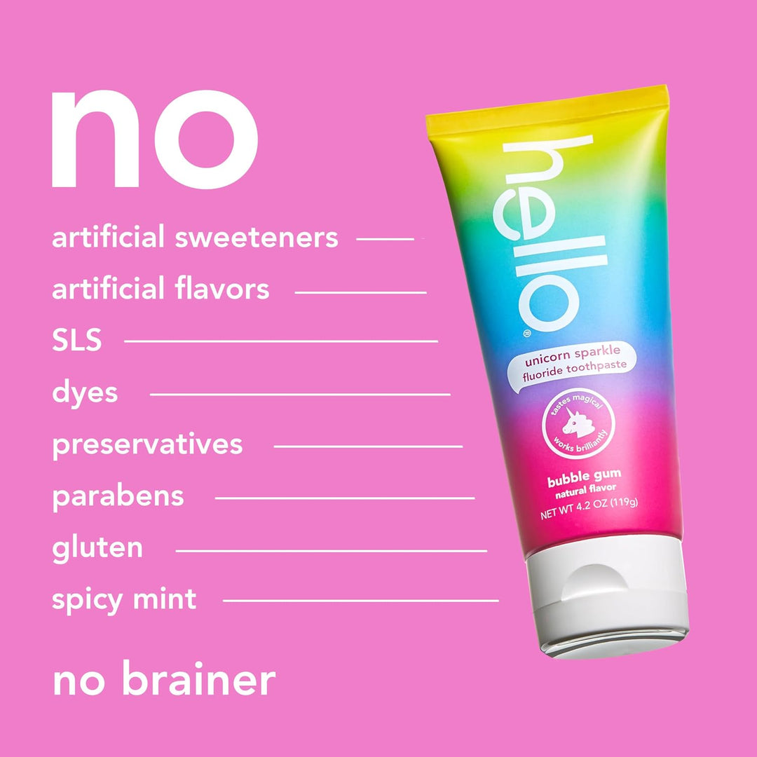 hello Unicorn Sparkle Kids Fluoride Toothpaste Bubble Gum 3-Pack