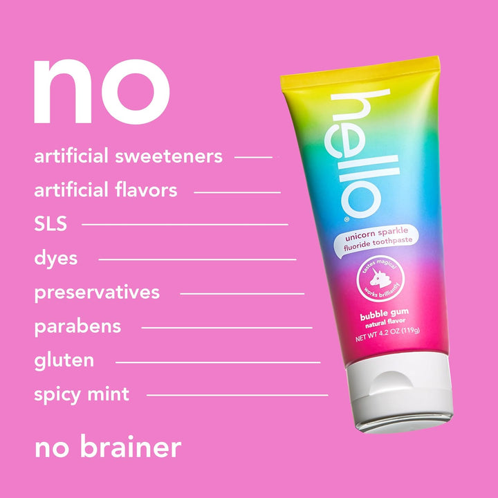 hello Unicorn Sparkle Kids Fluoride Toothpaste Bubble Gum 3-Pack
