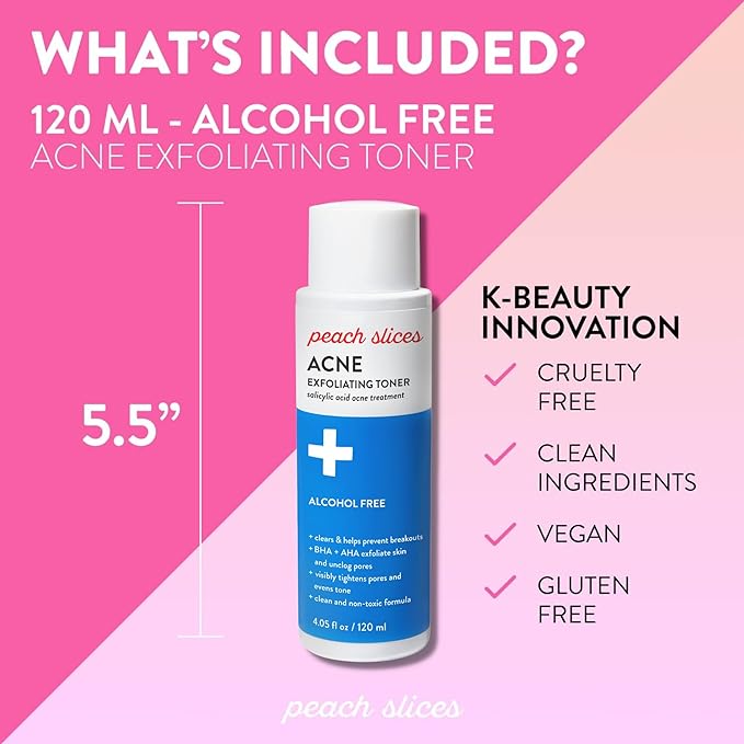 Peach Slices - Acne Exfoliërende Toner - 2% Salicylzuur - AHA+BHA Exfoliatie - 120ml