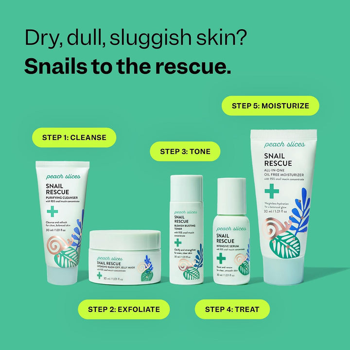 Peach Slices Snail Rescue Balanced & Bright 5-Step Skincare Kit