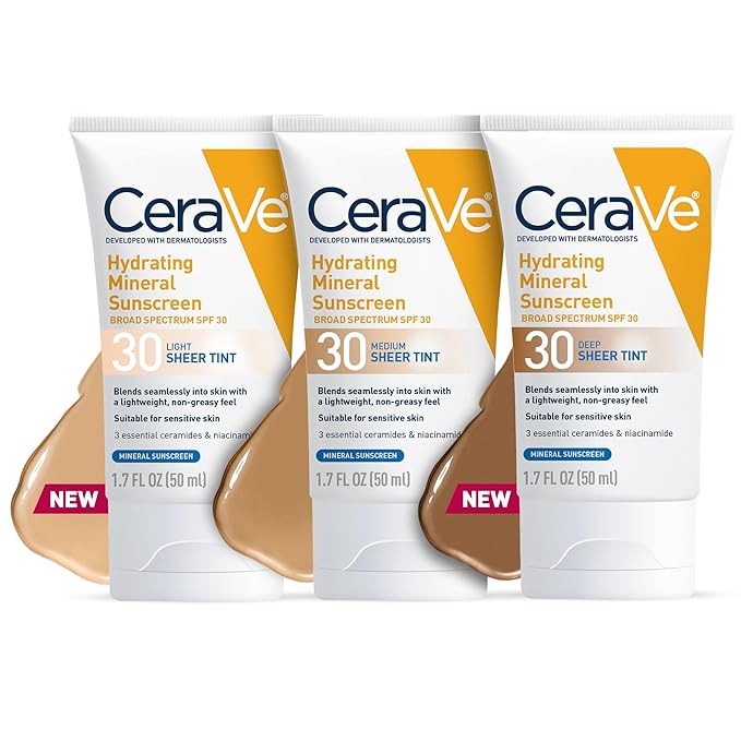 CeraVe - Hydrating Mineral Sunscreen SPF 30 with Sheer Tint - Deep - 50ml