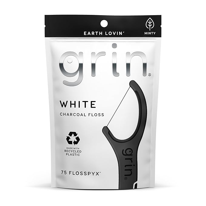Grin White Charcoal Infused Flosspyx