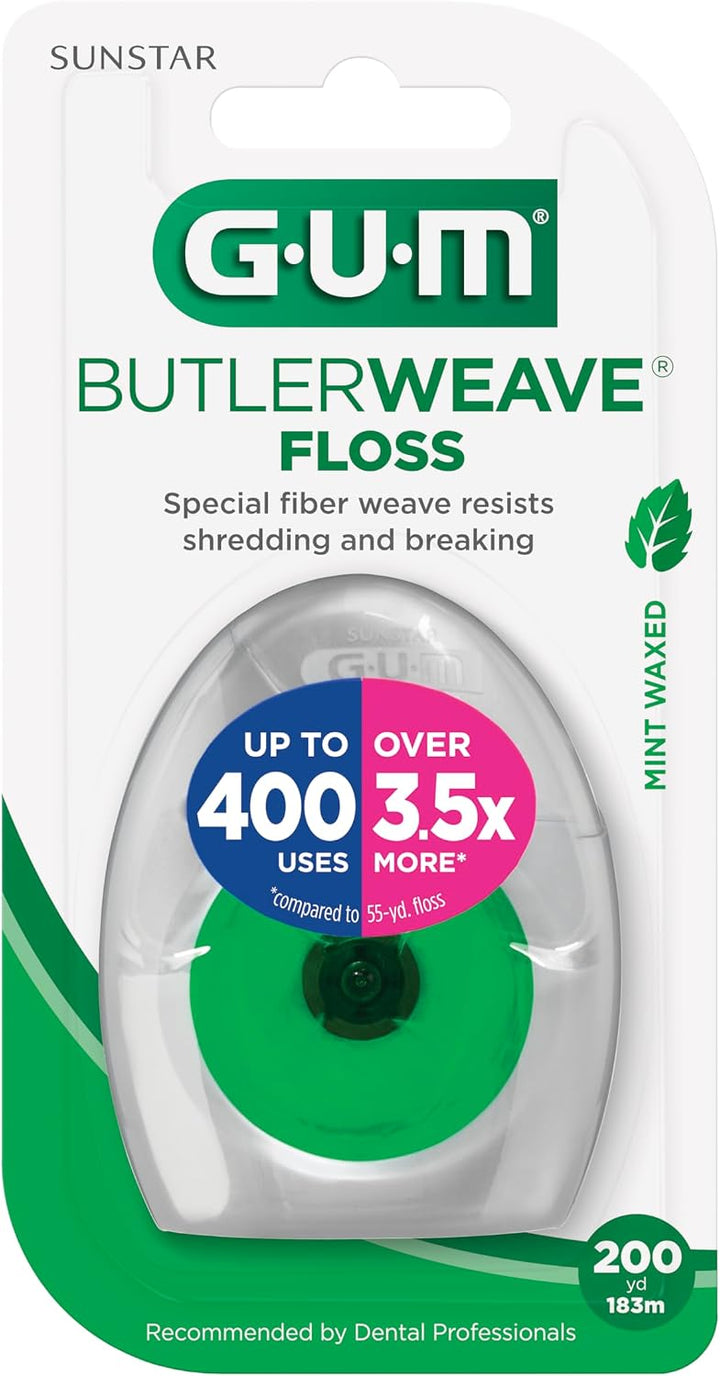 GUM ButlerWeave Mint Waxed Dental Floss Shred-Resistant
