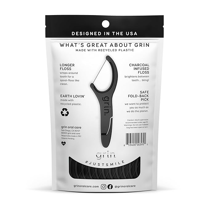 Grin White Charcoal Infused Flosspyx