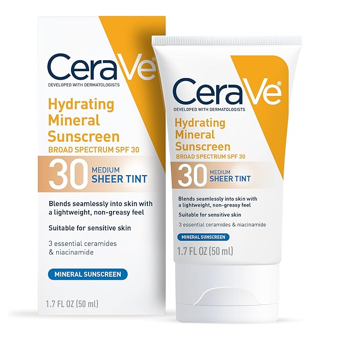 CeraVe Hydrating Mineral Sunscreen SPF 30 with Sheer Tint - Medium - 50ml