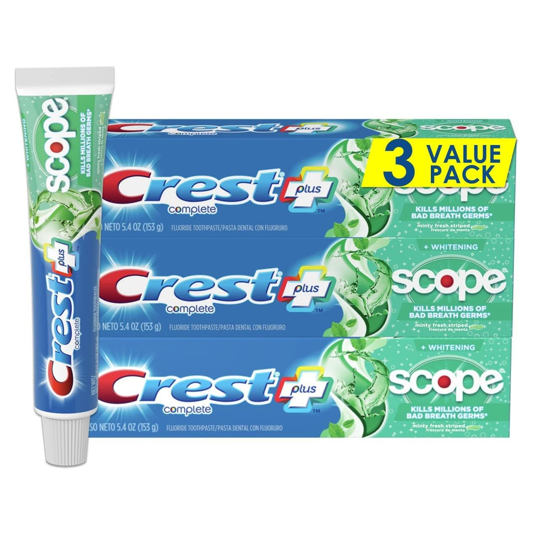 Crest + Scope Complete Whitening Toothpaste, Minty Fresh - 3 stuks