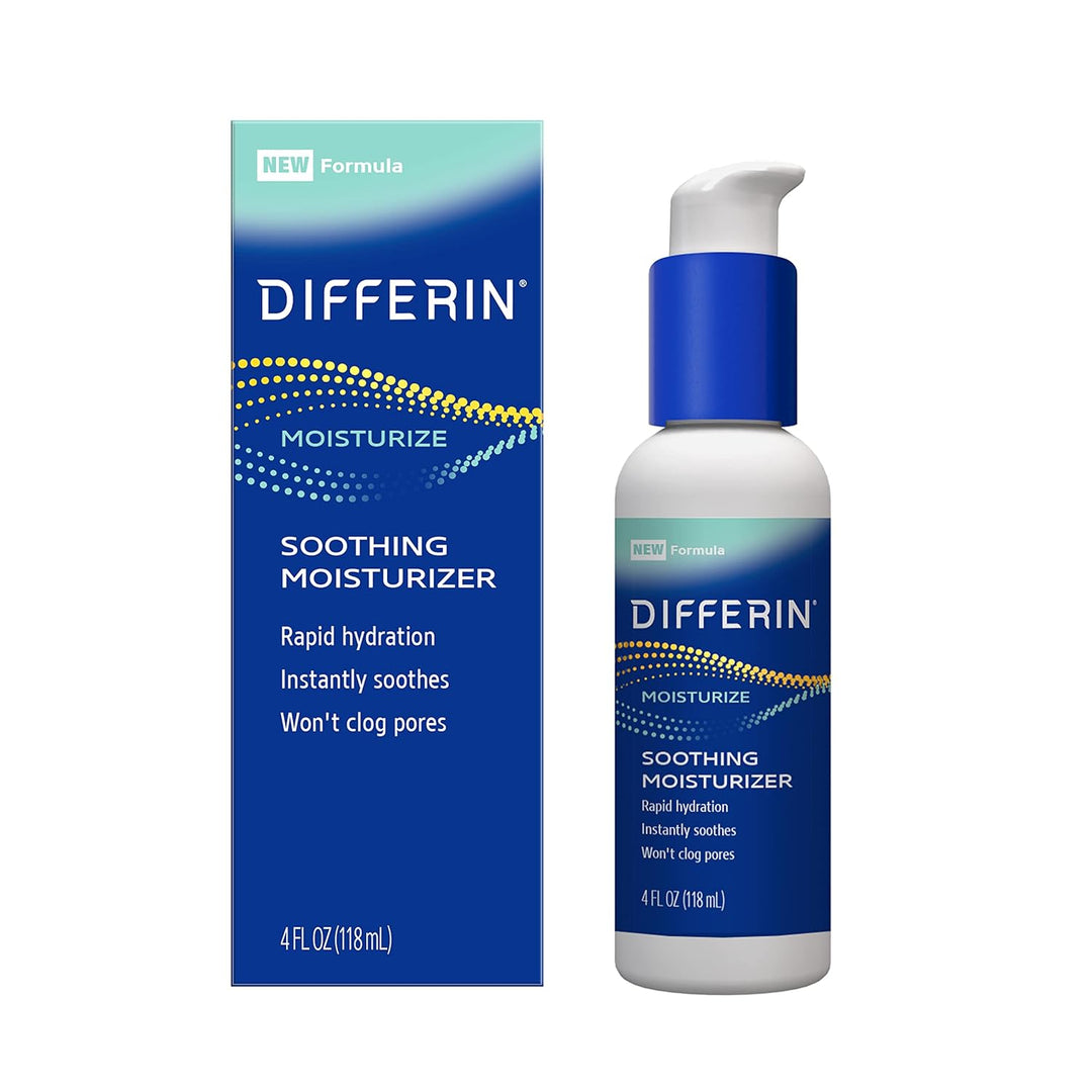 Differin Face Moisturizer, verzachtende lotion voor gezicht en lichaam, milde huidverzorging voor acnegevoelige gevoelige huid - 118 ml