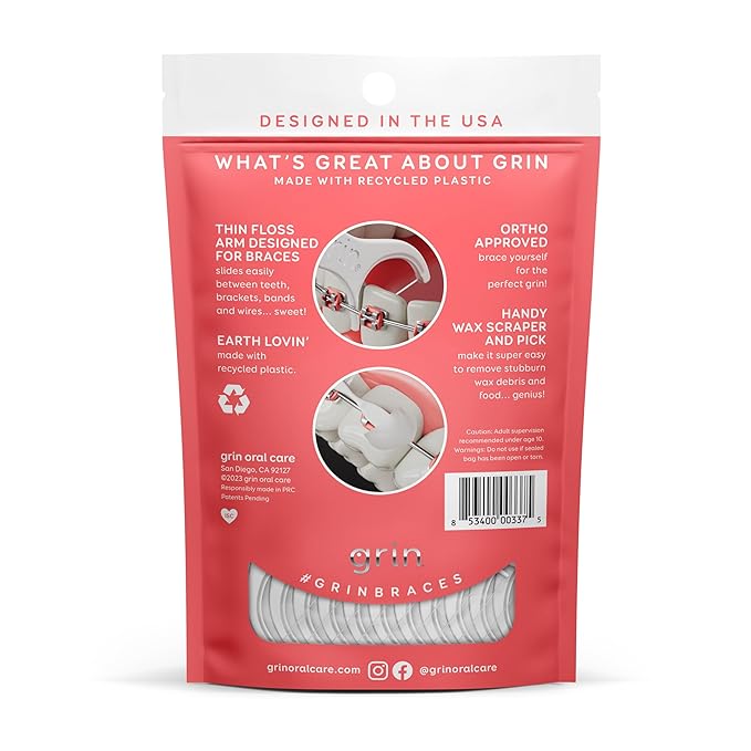 Grin Braces Flosser Floss Picks Designed for Braces