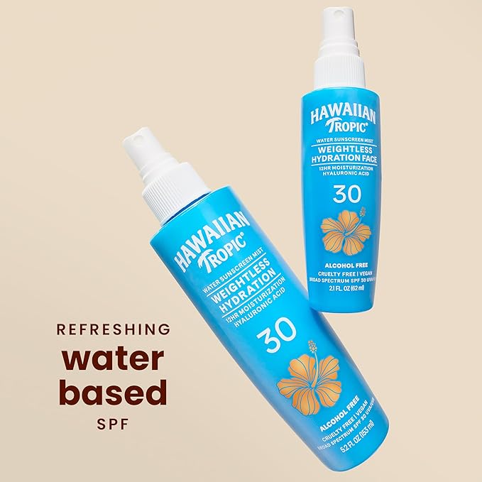 Hawaiian Tropic Weightless Hydration Water Sunscreen Mist, SPF 30