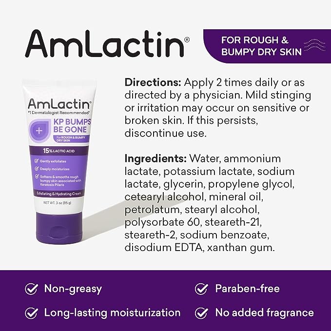 AmLactin - KP Bumps Be Gone Cream with 15% Lactic Acid AHA - 85g