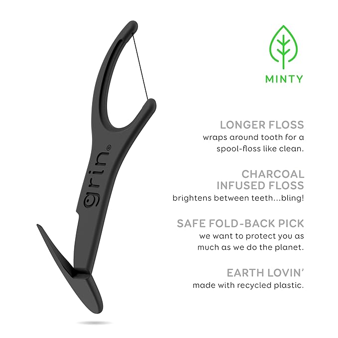 Grin White Charcoal Infused Flosspyx