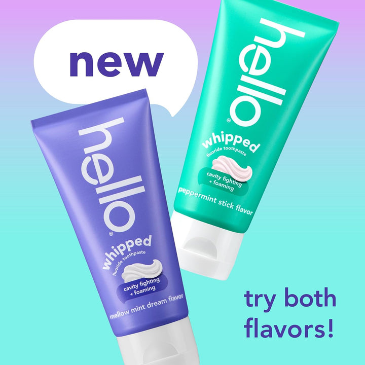 hello Whipped Fluoride Toothpaste Mellow Mint & Peppermint 2-Pack