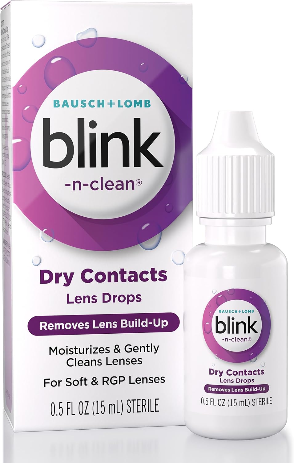 Blink N-Clean Contact Lens Drop Rewetting Drops for Soft & RGP Contact Lenses