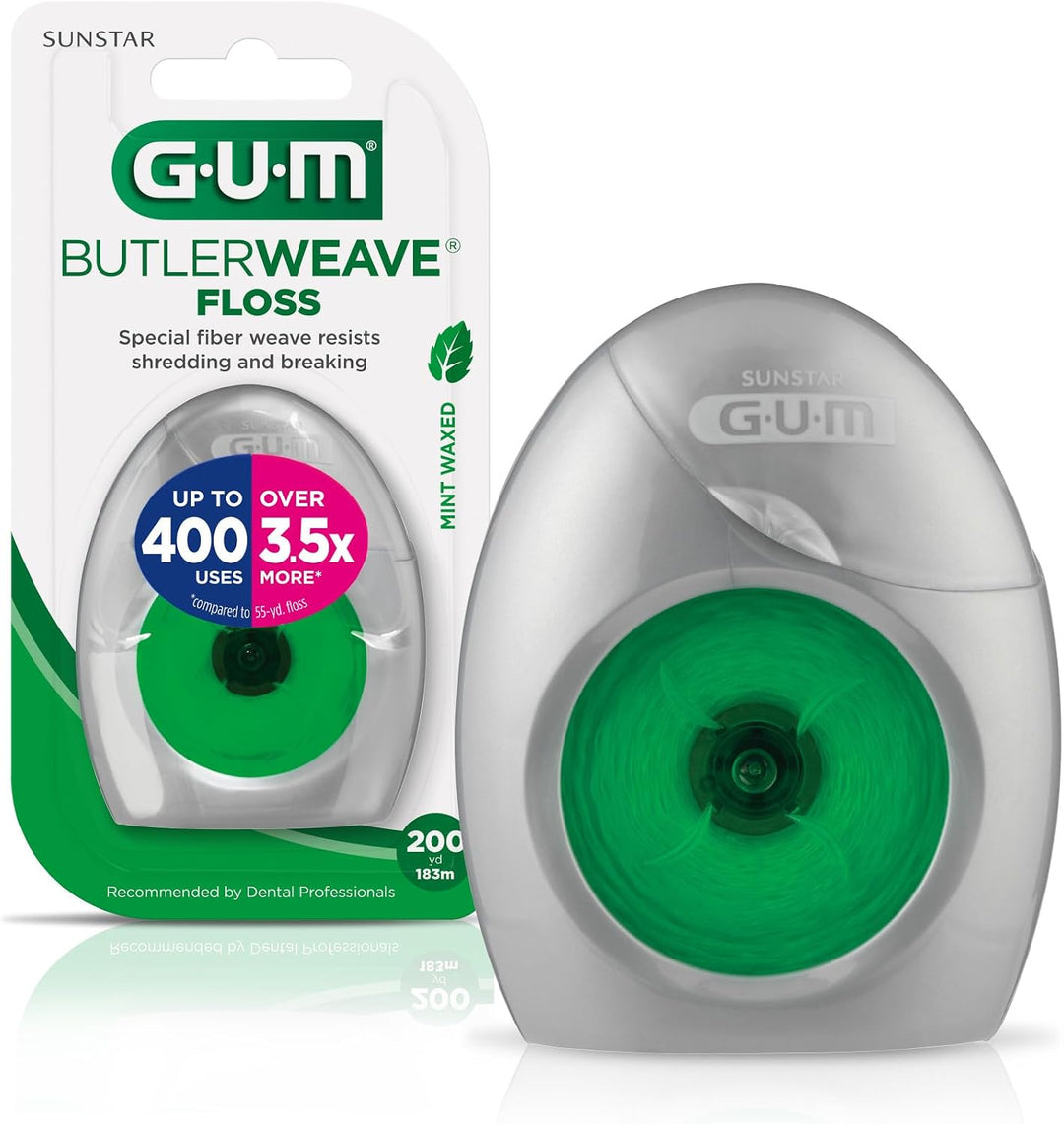 GUM ButlerWeave Mint Waxed Dental Floss Shred-Resistant