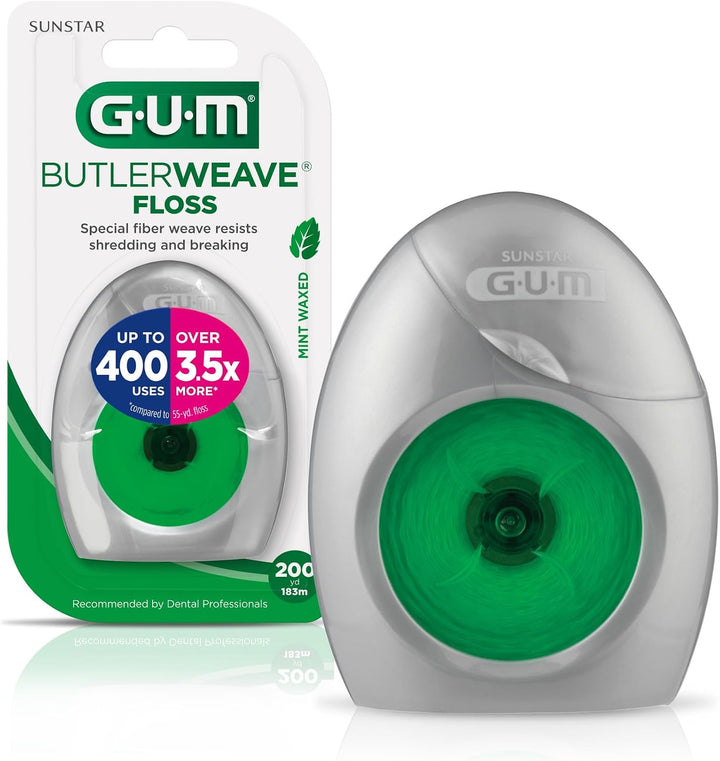 GUM ButlerWeave Mint Waxed Dental Floss Shred-Resistant