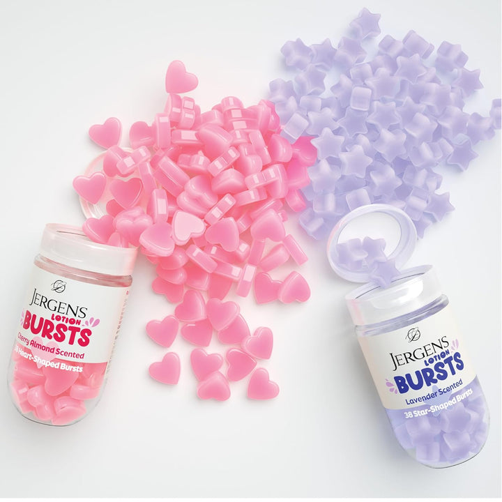 Jergens Lotion Bursts are squishy heart-shaped moisturizers