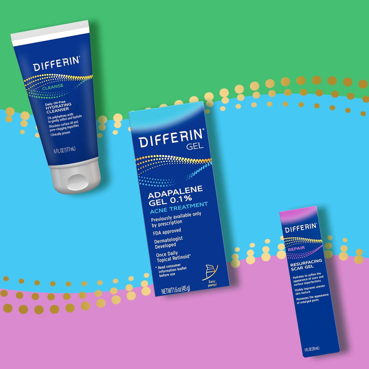 Differin Gel Acne Scar Spot Treatment for Face, Resurfacing Scar Gel Gentle Skin Care for Acne Prone Sensitive Skin - 30ml