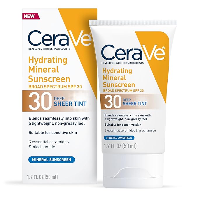 CeraVe - Hydrating Mineral Sunscreen SPF 30 with Sheer Tint - Deep - 50ml