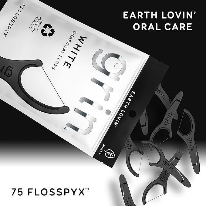 Grin White Charcoal Infused Flosspyx