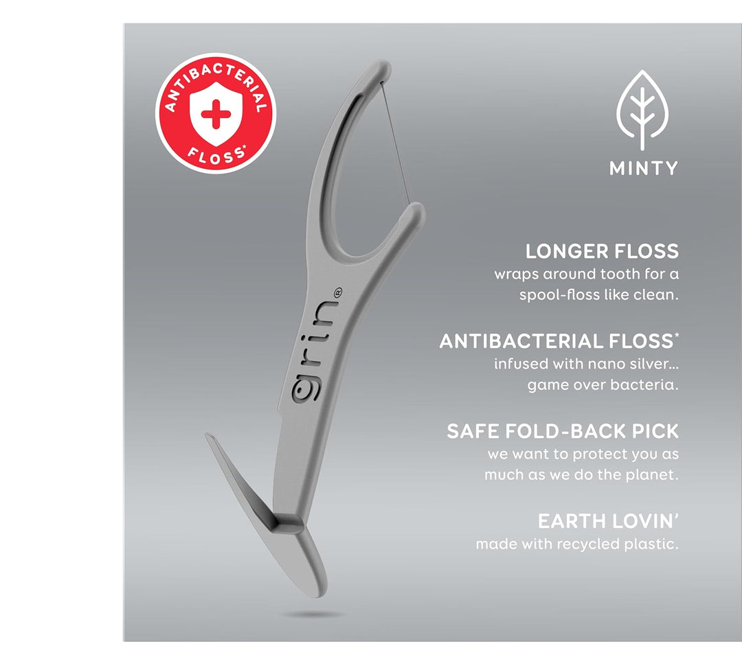 Grin Silver Flosspyx Dental Flossers