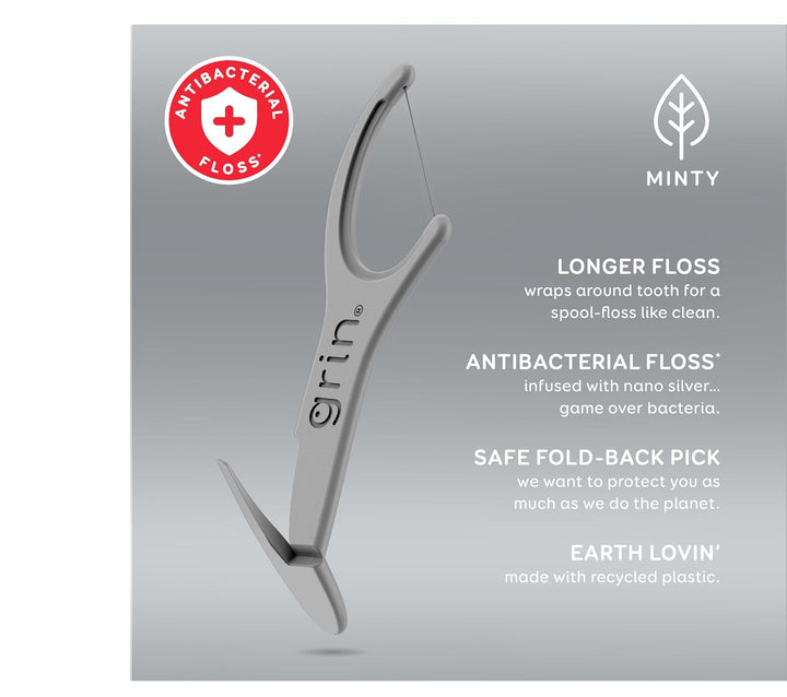 Grin Silver Flosspyx Dental Flossers