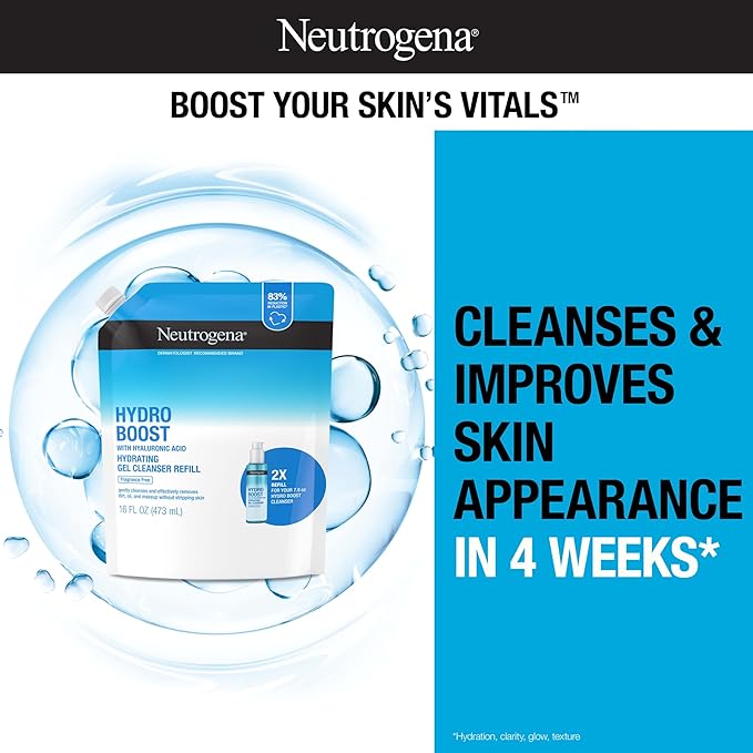 Neutrogena - Hydro Boost Cleansing Gel, Fragrance Free, Refill Pouch - 473ml