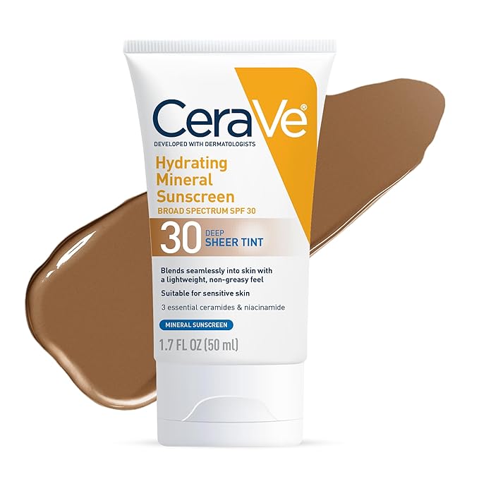 CeraVe - Hydrating Mineral Sunscreen SPF 30 with Sheer Tint - Deep - 50ml