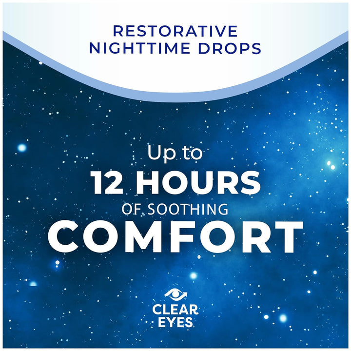 Gouttes oculaires réparatrices nocturnes Clear Eyes, gouttes oculaires nocturnes pour le soulagement de la sécheresse oculaire - 15 ml