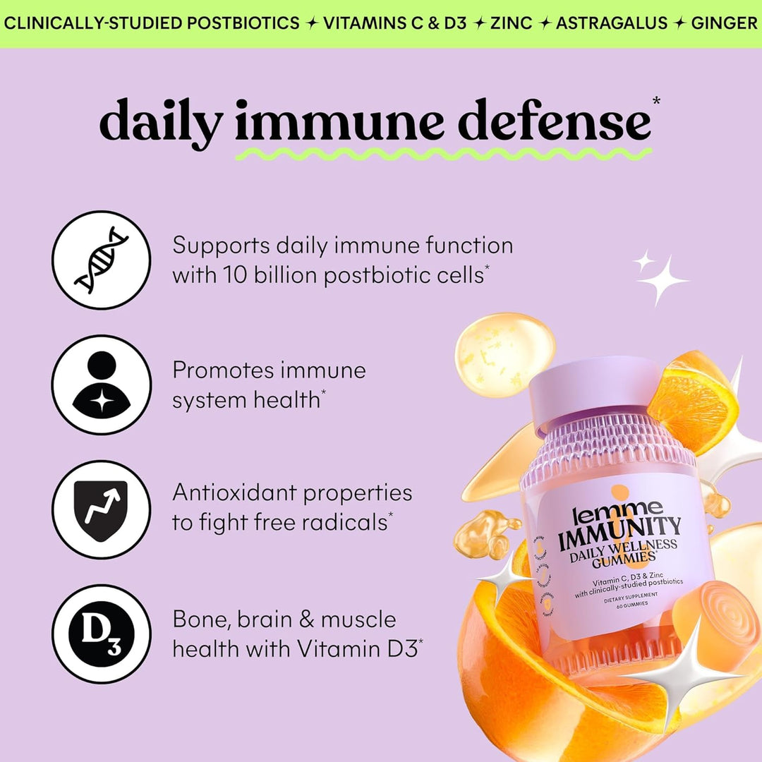Lemme Immunity Daily Wellness Gummies, Sweet Orange Gummies