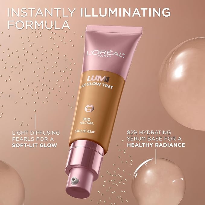 L'Oréal Paris Lumi Le Glow Skin Tint, lichtgewicht getint serum op waterbasis met foundation