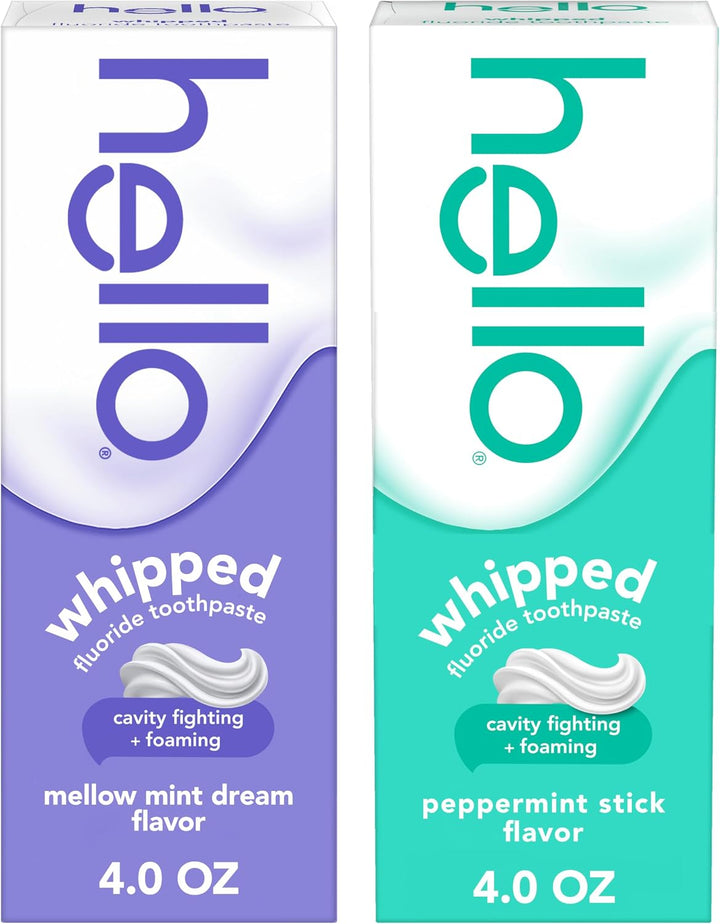 hello Whipped Fluoride Toothpaste Mellow Mint & Peppermint 2-Pack