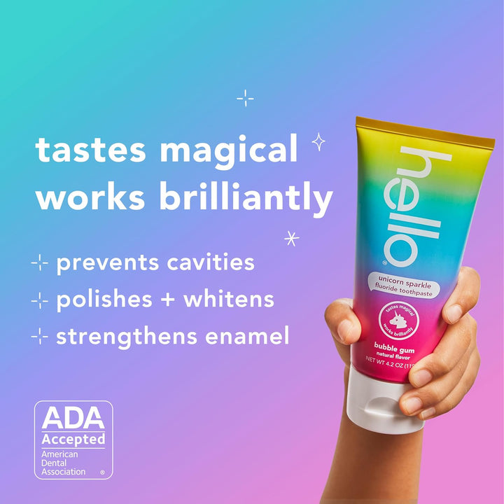 hello Unicorn Sparkle Kids Fluoride Toothpaste Bubble Gum 3-Pack