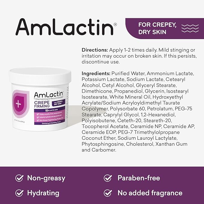 AmLactin - Crepe Firming Cream with 15% Lactic Acid AHA - 340g