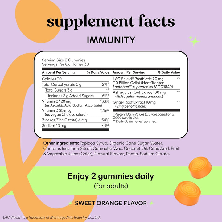 Lemme Immunity Daily Wellness Gummies, Sweet Orange Gummies
